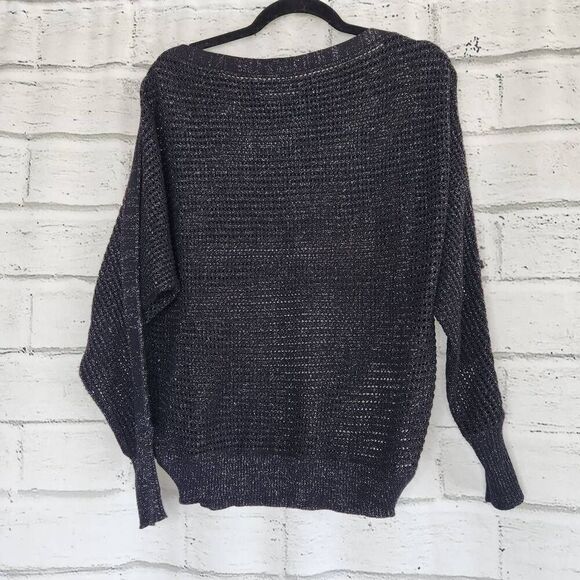 AllSaints Women Black Sheer Open Knit Elle Metallic Pullover Size XS - Picture 9 of 13